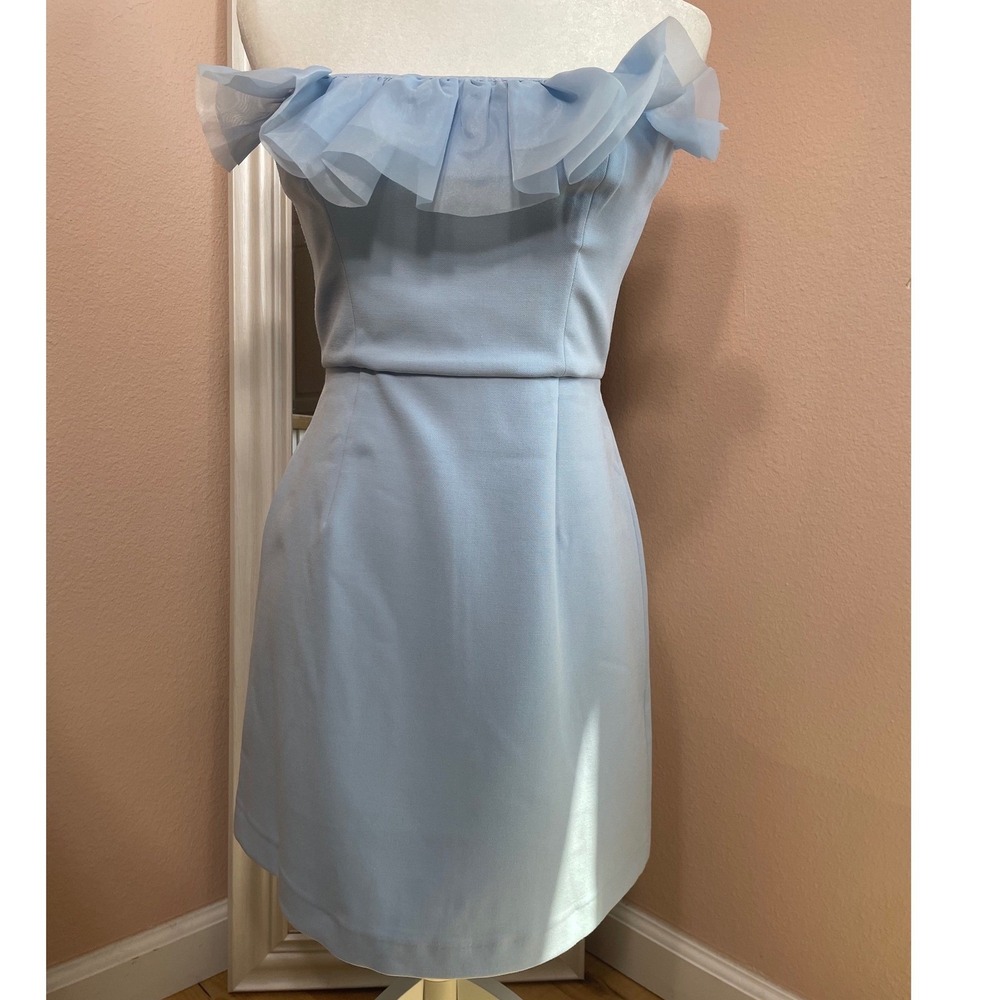 French Connection‎ Whisper Organza Strapless Dres Cashmere Blue Mini 4